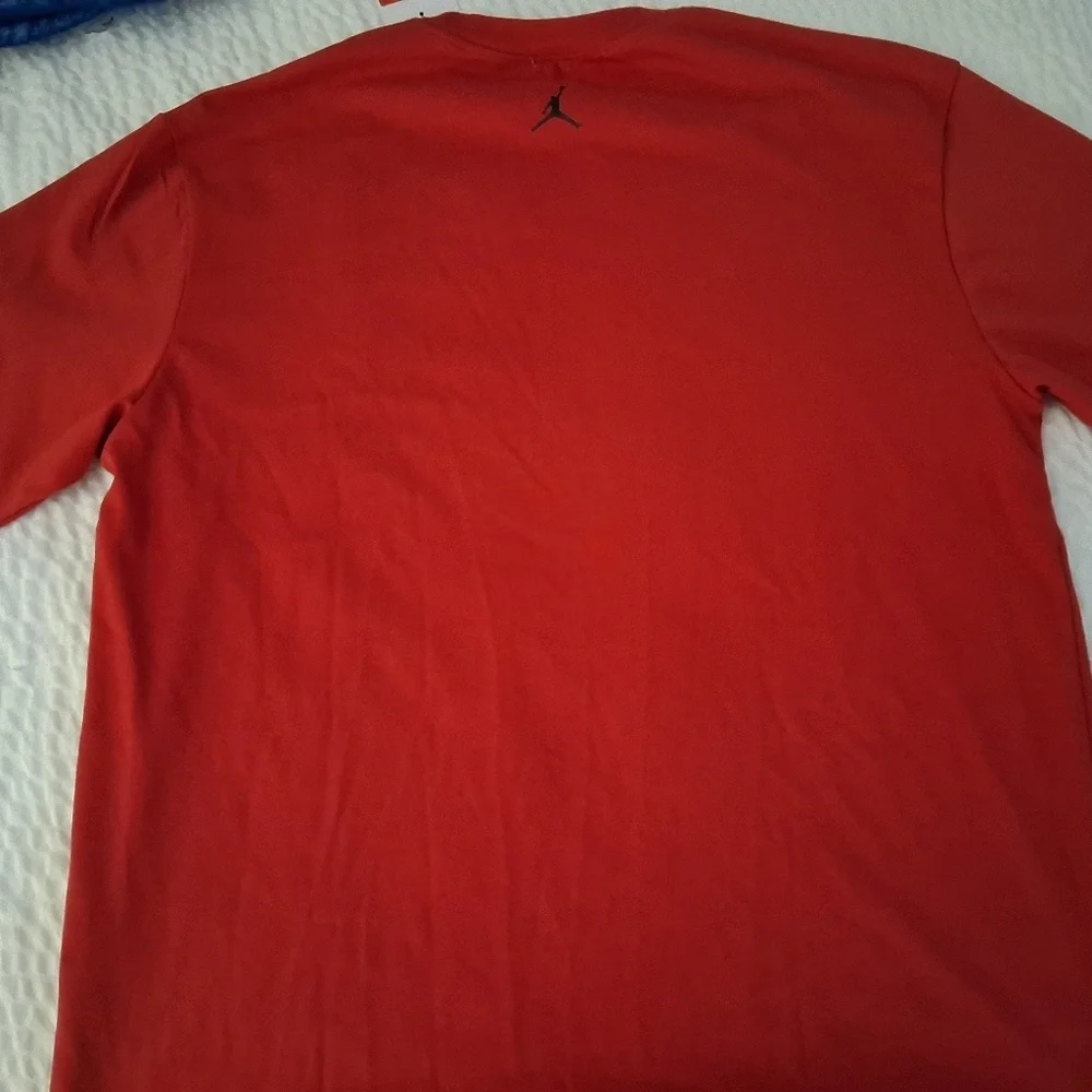 Jordan Red Snap Back Cap with Sneaker  Patch And Matching Shirt Size Large